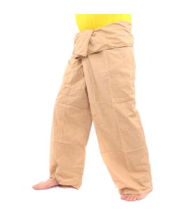 Pantalones de pescador tailandeses - caqui - extra largos - algodón