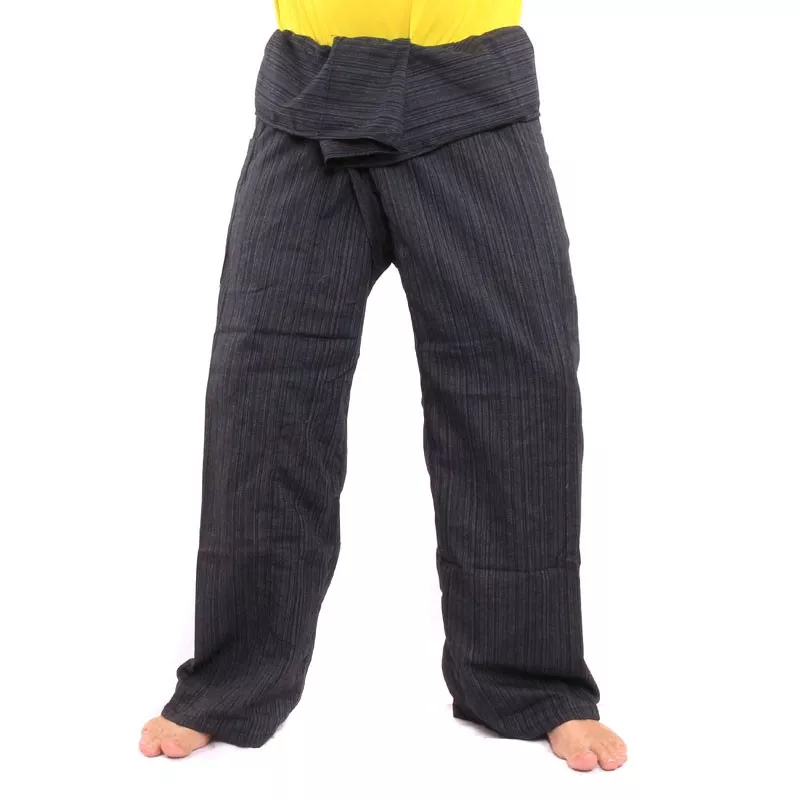 Pantalon de pêcheur thaïlandais Cottonmix extra long - noir