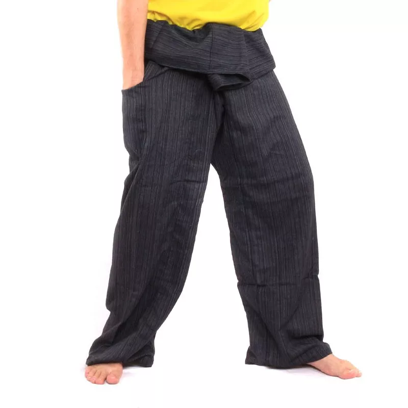 Pantalon de pêcheur thaïlandais Cottonmix extra long - noir