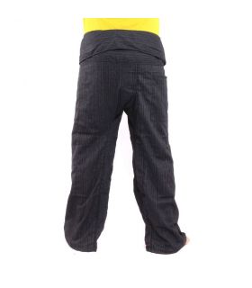 Pantalones de pescador tailandés Cottonmix extra largos - negro