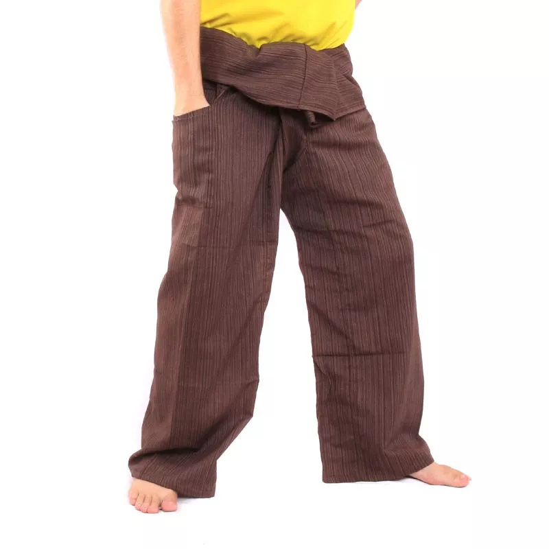 Pantalon de pêcheur thaïlandais Cottonmix extra long - brun