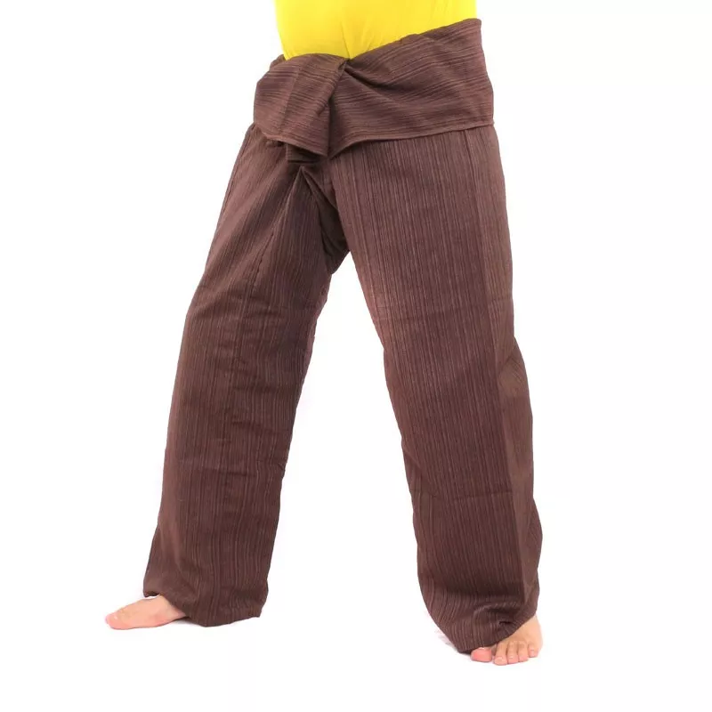 Pantalon de pêcheur thaïlandais Cottonmix extra long - brun