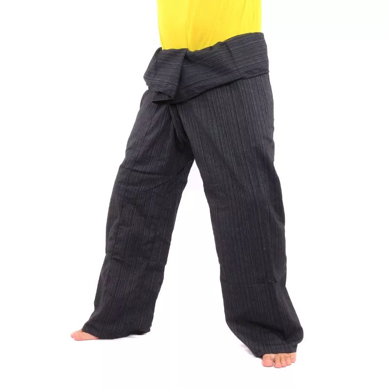 Pantalon de pêcheur thaïlandais Cottonmix extra long - noir