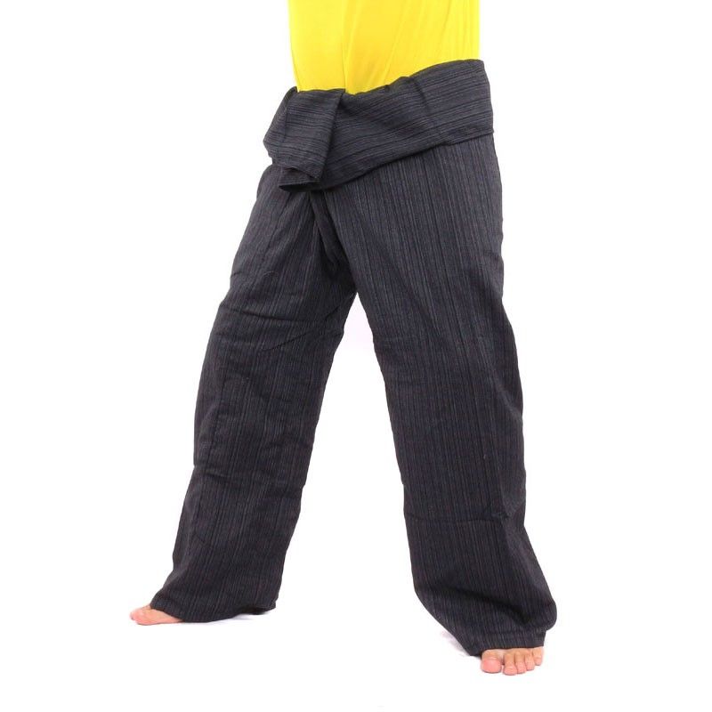 Pantalón de pescador tailandés Cottonmix extra largo - negro