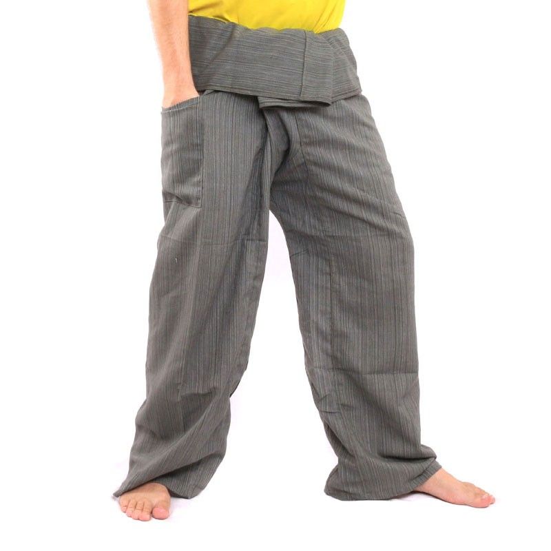 Pantalones de pescador tailandeses Cottonmix extra largos - gris