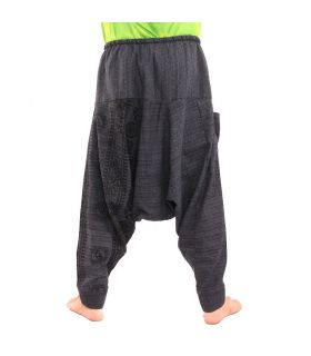 ॐ harem pants with Sanskrit symbols cotton mix black