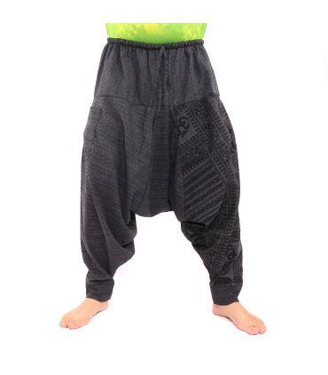 ॐ harem pants with Sanskrit symbols cotton mix black