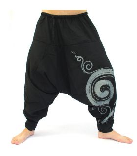 Pantalones Anchos con mezcla de algodón en espiral negro