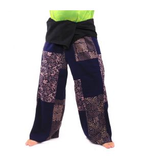 Pantalones de pescador tailandeses de retazos, talla XL