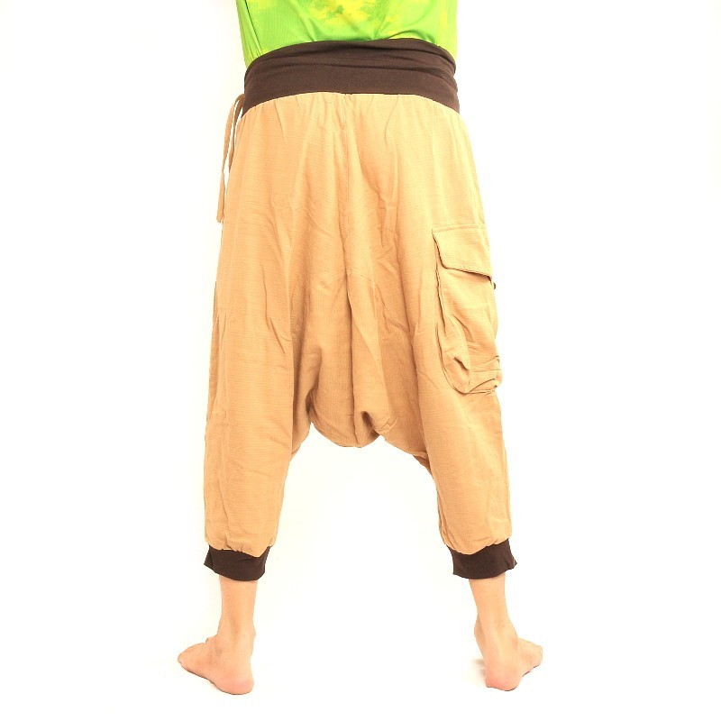 3/5 Aladdin Pants - khaki with large side pocket KBY-12