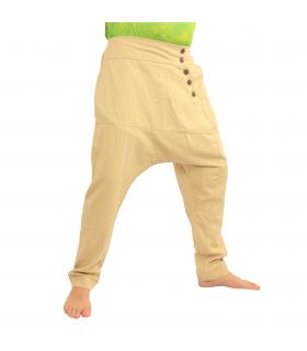 pantalones de harén de algodón de color caqui