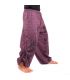 pantalon de harem pantalon de méditation Om Dharmachakra pieds Bouddhas coton violet