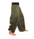 Pantalones Anchos pantalones de meditación Om Dharmachakra pies Budas de algodón verde oliva