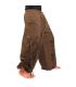Sarouel pantalon de méditation Om Dharmachakra pieds Bouddhas coton marron