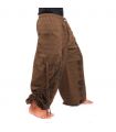 Pantalones de harén pantalones de meditación Om Dharmachakra pies Budas de algodón marrón