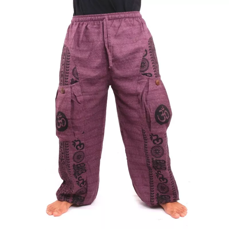 Pantalon hippie thaïlandais à nouer motif Tibet