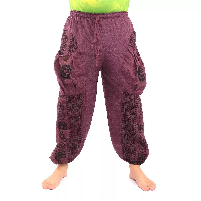 Pantalon hippie thaïlandais à nouer motif Tibet