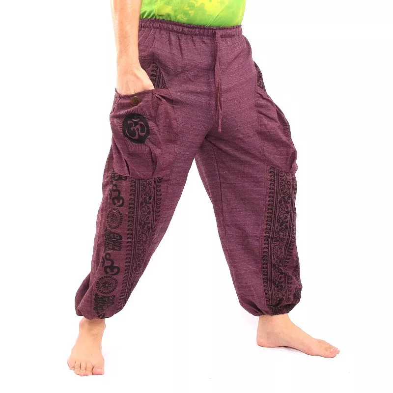 Pantalon hippie thaïlandais à nouer motif Tibet
