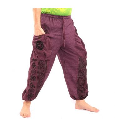 Pantalon hippie thaïlandais à nouer motif Tibet
