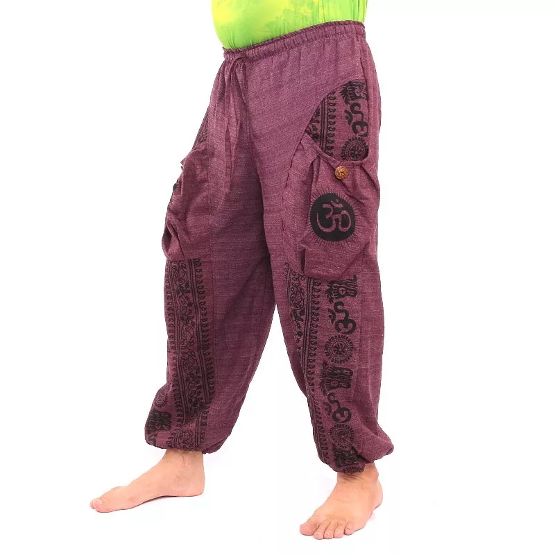 Pantalon hippie thaïlandais à nouer motif Tibet