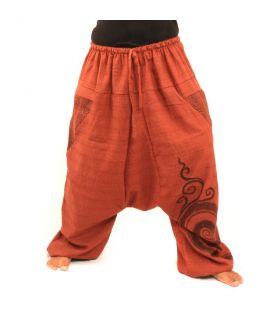 Pantalones de harén estampados de algodón naranja