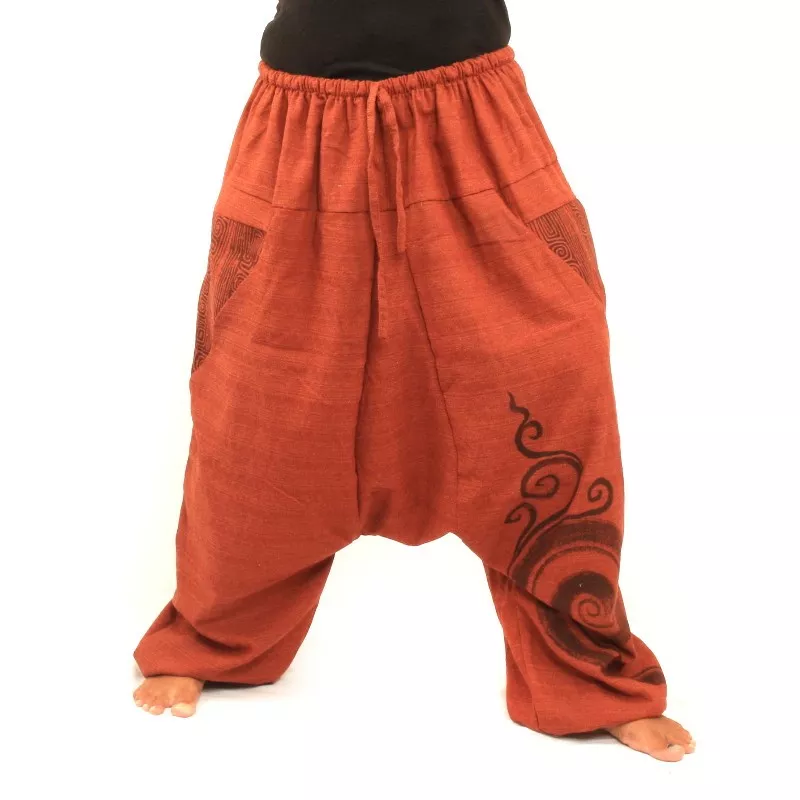 Sarouel en coton orange imprimé