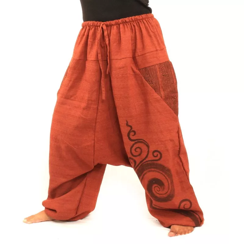 Sarouel en coton orange imprimé