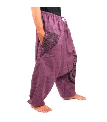 harem pants printed violet cotton