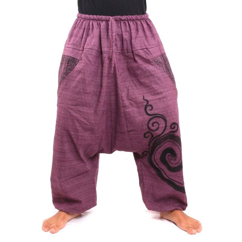 Harem pants Baggy Pants printed purple cotton