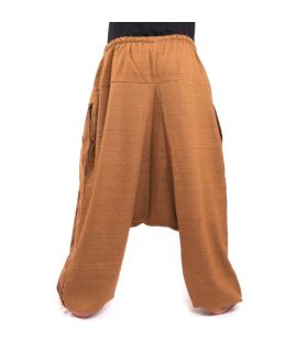 pantalon de harem avec des boucles en spirale dessin en spirale coton kaki imprimé