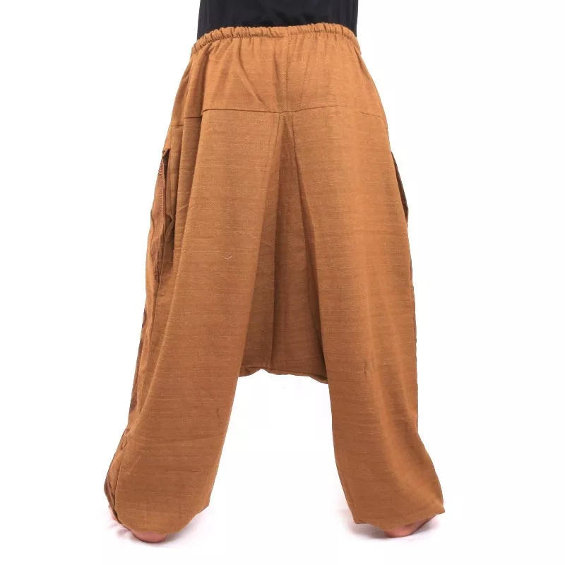 pantalon de harem avec des boucles en spirale dessin en spirale coton kaki imprimé