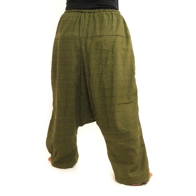 Pantalones harem Pantalones holgados con estampado de algodón verde.
