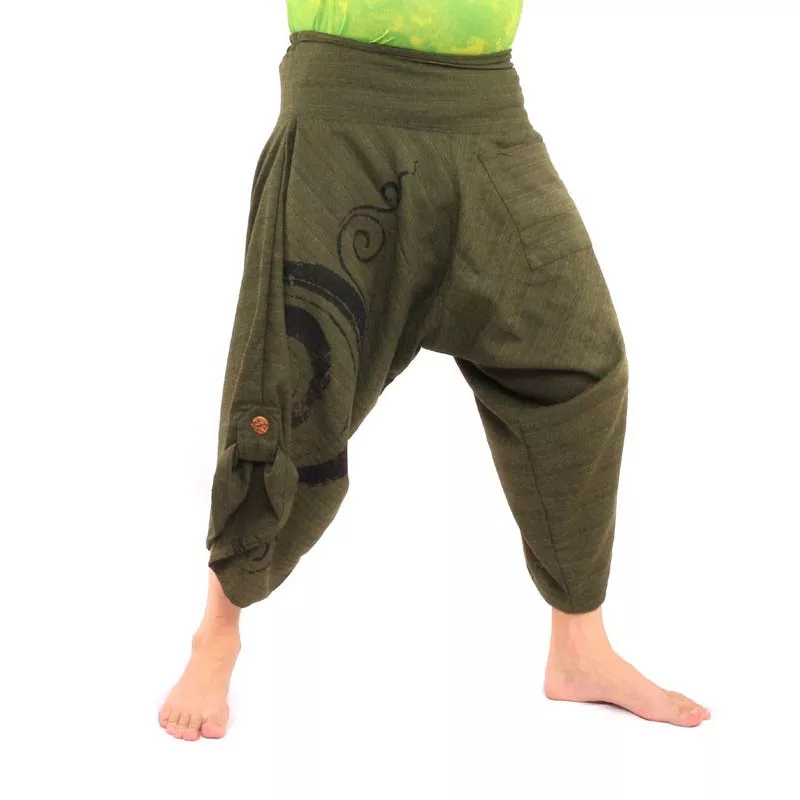 Pantalon capri Harem avec motif en coton en spirale