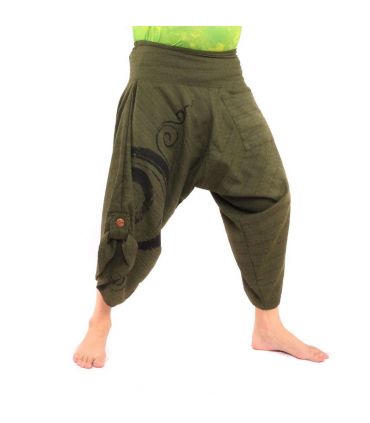 Harem Caprihose mit Spiralmuster aus Baumwolle