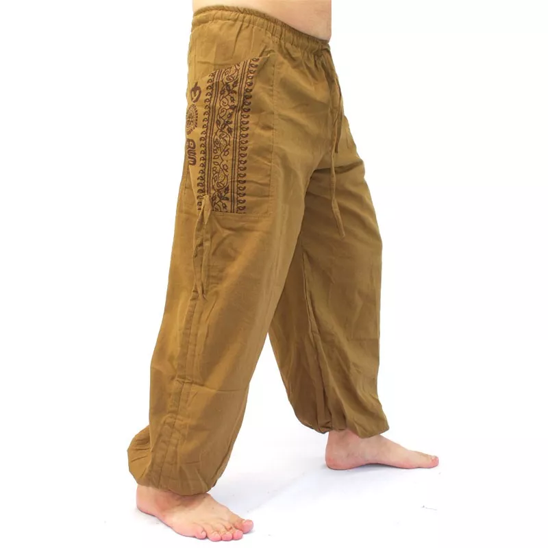 Pantalons hippie thaïlandais pour la ligature Application ethno du coton lourd