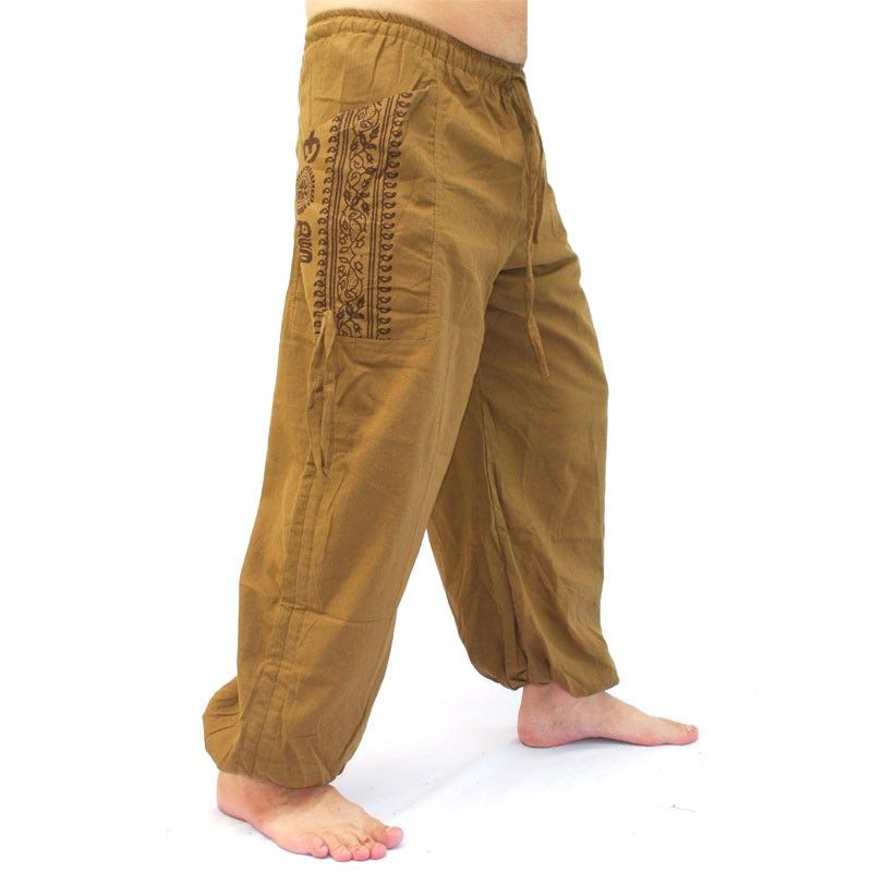 Thai Hippie Hose zum Zubinden Ethno Applikation aus schwerer Baumwolle