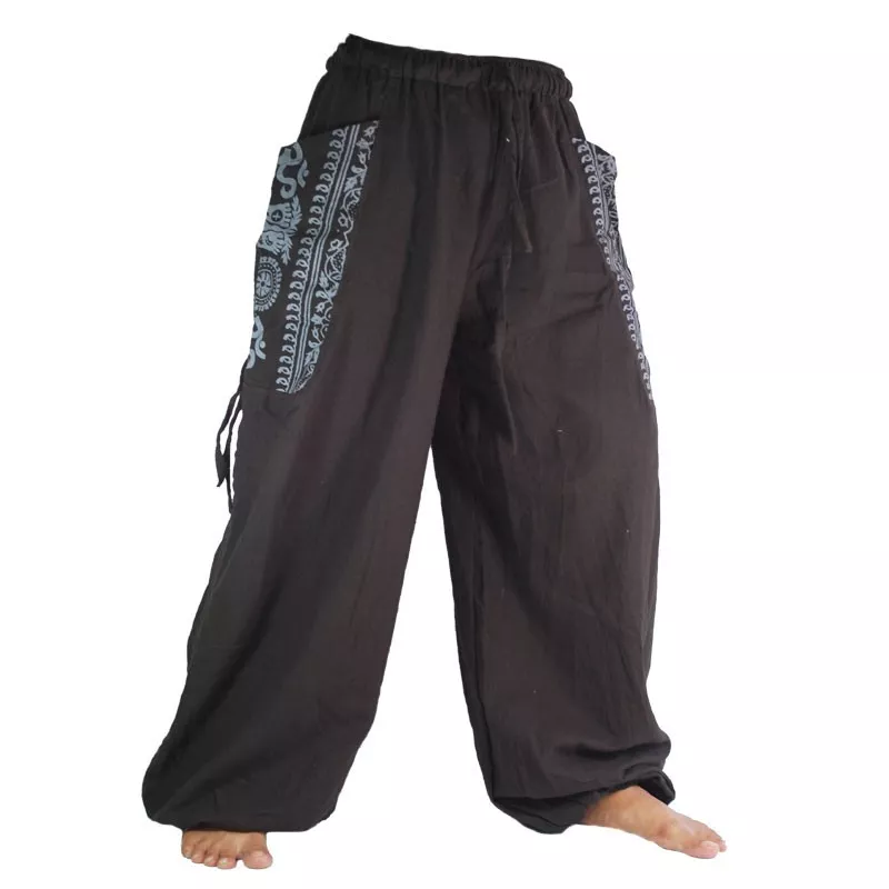 Pantalons hippie thaïlandais pour la ligature Application ethno du coton lourd