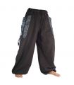 Thai Hippie Hose zum Zubinden Ethno Applikation aus schwerer Baumwolle