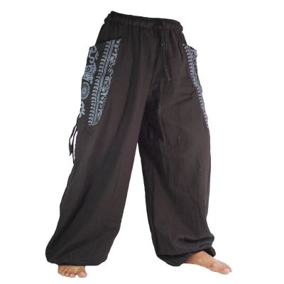 Thai Hippie Hose zum Zubinden Ethno Applikation aus schwerer Baumwolle