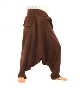 Aladinhose - mit kleiner Seitentasche seitlich zum Zubinden braun