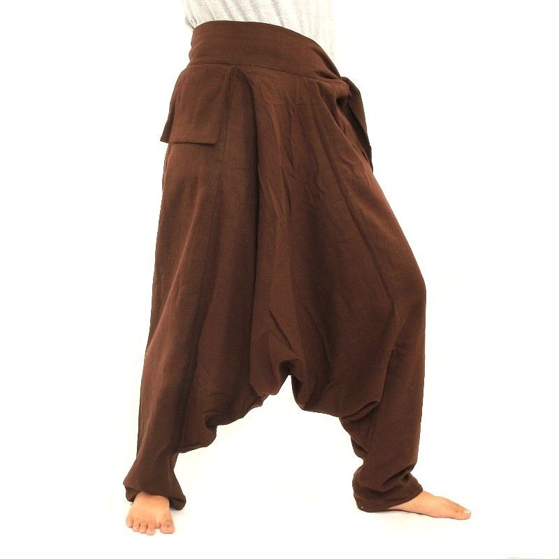 Pantalon Aladdin - avec petite poche latérale à nouer marron