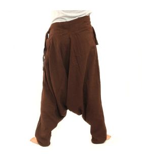 Pantalon sarouel - avec petite poche latérale à nouer marron