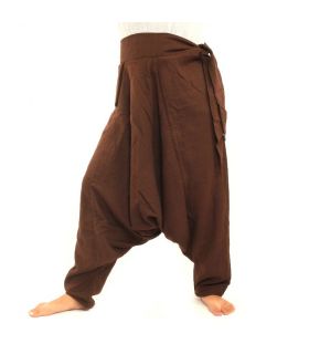 Aladinhose - mit kleiner Seitentasche seitlich zum Zubinden braun