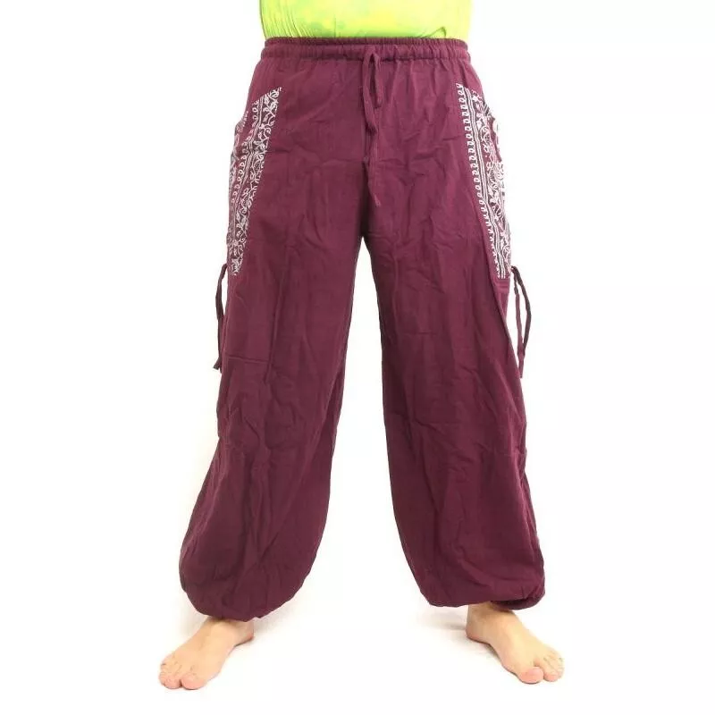 Pantalons hippie thaïlandais pour la ligature Application ethno du coton lourd