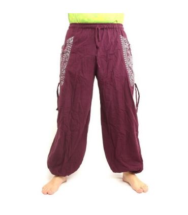 Thai Hippie Hose zum Zubinden Ethno Applikation aus schwerer Baumwolle