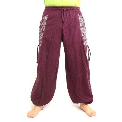 Thai Hippie Hose zum Zubinden Ethno Applikation aus schwerer Baumwolle