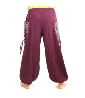 Thai Hippie Hose zum Zubinden Ethno Applikation aus schwerer Baumwolle