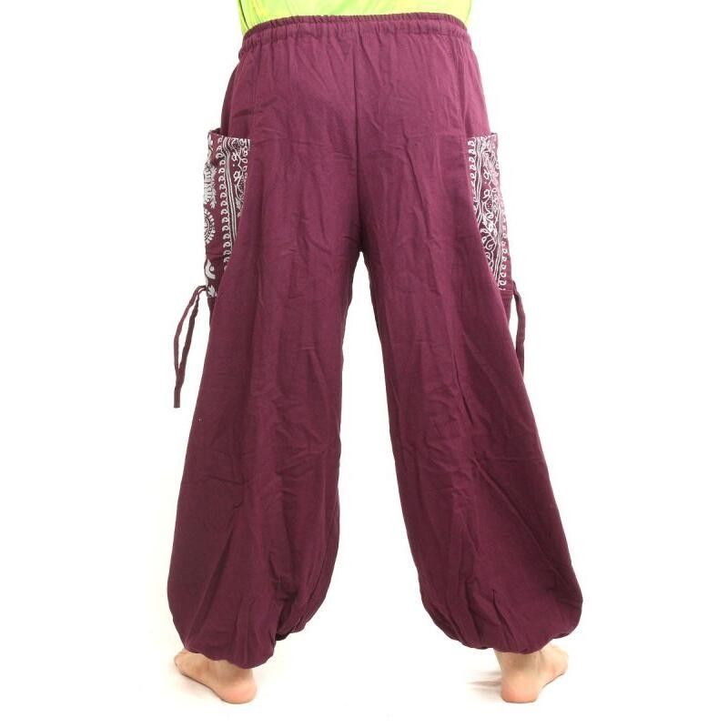 Thai Hippie Hose zum Zubinden Ethno Applikation aus schwerer Baumwolle