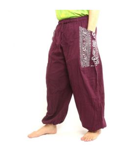 Thai Hippie Hose zum Zubinden Ethno Applikation aus schwerer Baumwolle