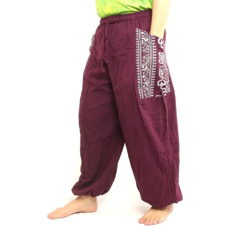 Thai Hippie Hose zum Zubinden Ethno Applikation aus schwerer Baumwolle